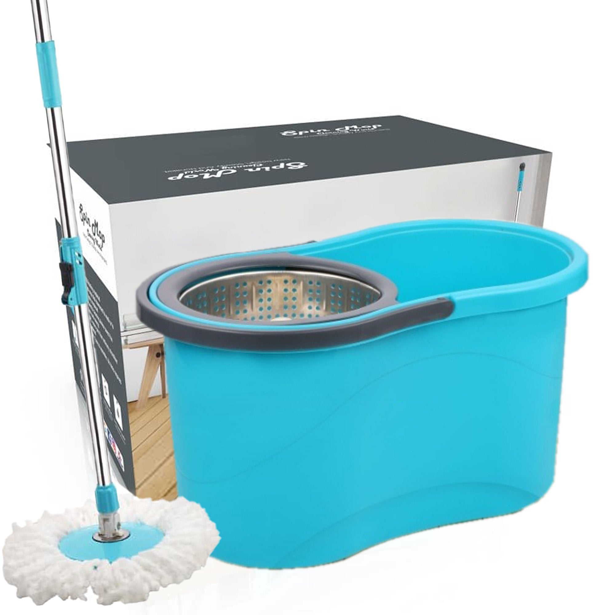 1158 Heavy Duty Microfiber Spin Mop with Plastic Bucket (Multicolour) - SkyShopy 1158 Heavy Duty Microfiber Spin Mop with Plastic Bucket (Multicolour) - SkyShopy